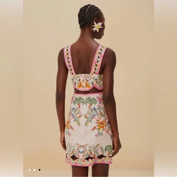 Farm Rio Delicate Forest Pink Mini Dress NWT - Picture 3 of 14